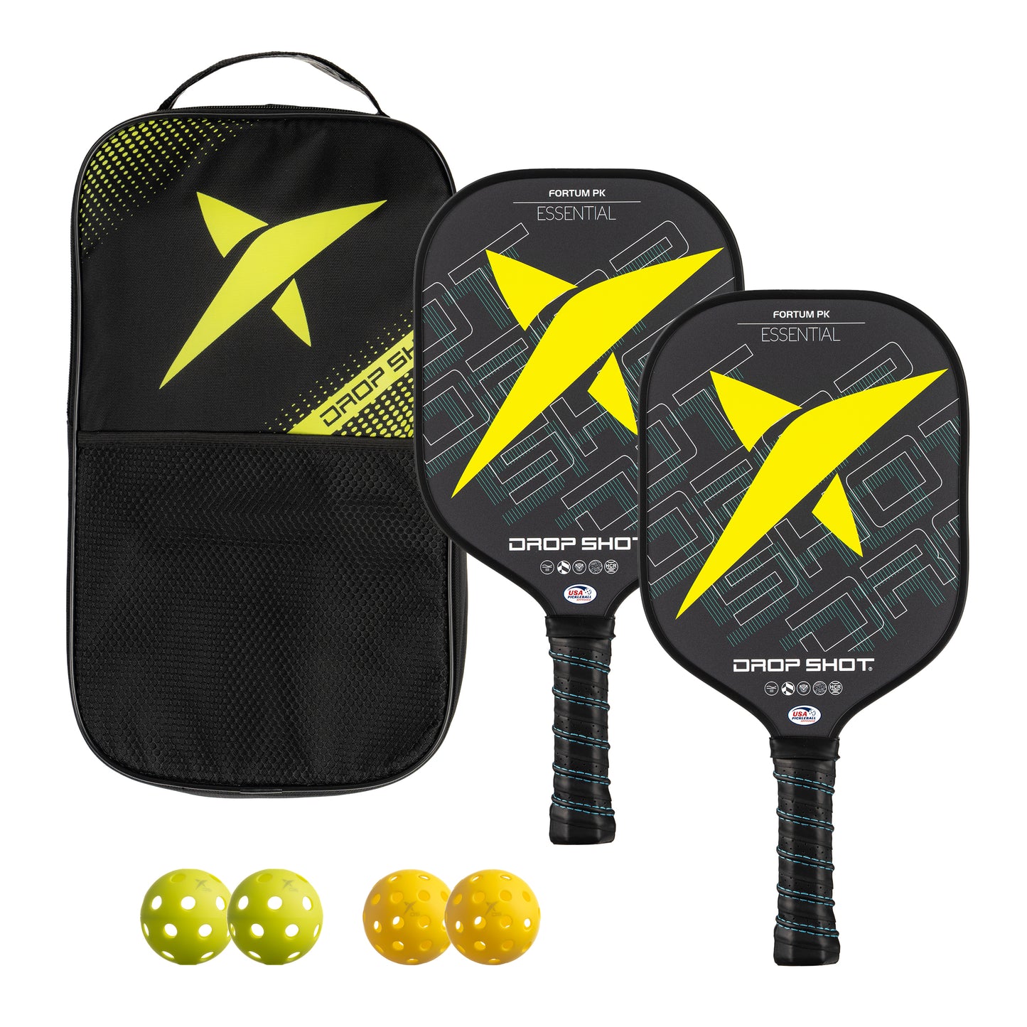 DROP SHOT FORTUM 2024 PK SET X 2 PCS + 4 OUTDOOR BALLS + BAG